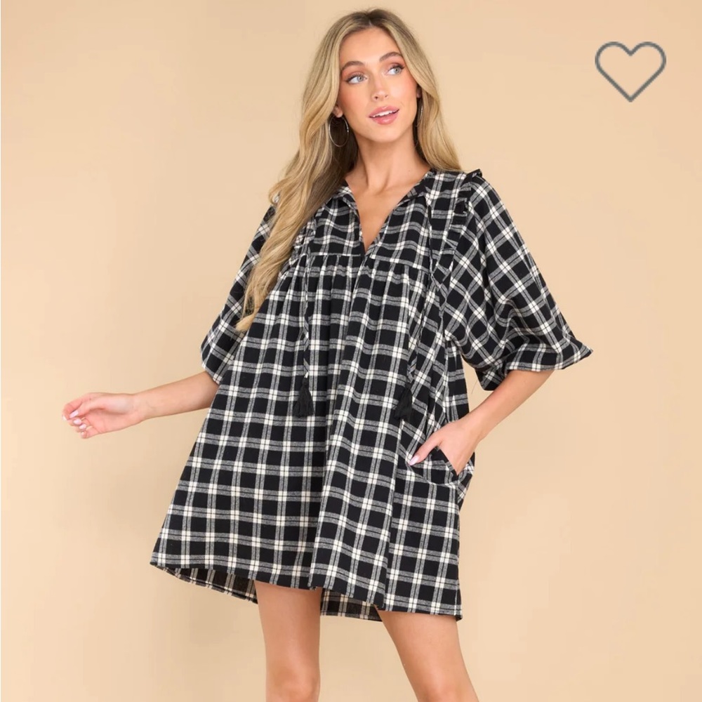 Pinky Promise Black Plaid Dress NWT from Red Dress Boutique